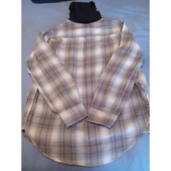 Pacsun Button-Up Shirt Mens Size Small Plaid Hooded Long Sleeve Curved Hem (KK) - Picture 3 of 3